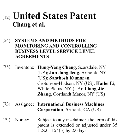 Top of the first page of US 7,739,136 B2, including the inventors